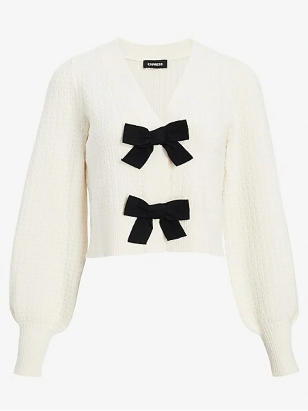 Express V-Neck Bow Cardigan - Picture 8 of 12